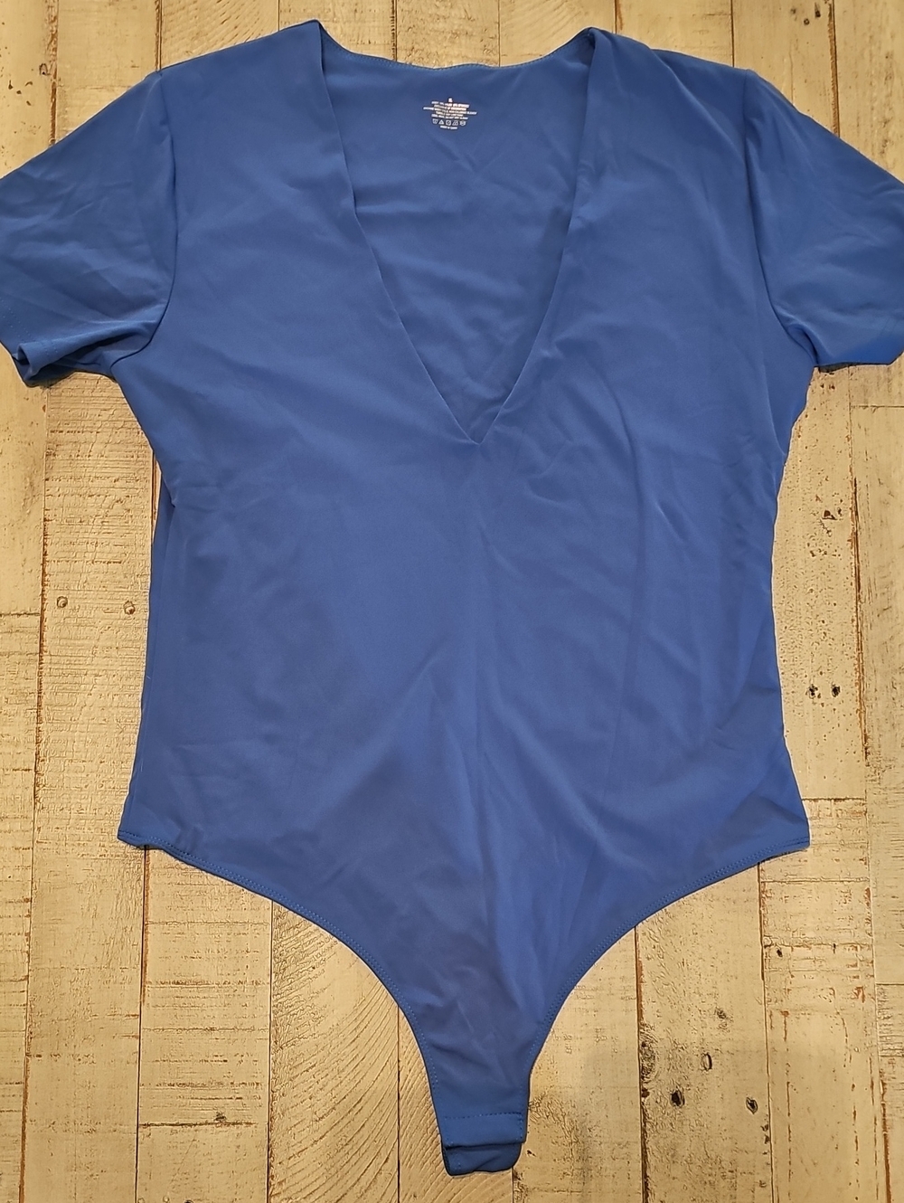 Womens Royal Blue Deep V-Neck Bodysuit XL NEW